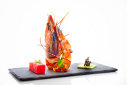 Poached Prawn with compressed watermelon
